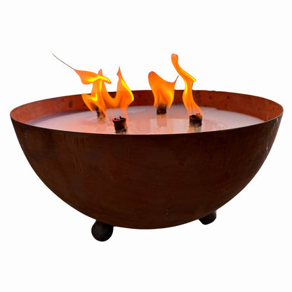 Schwabenfire XXL Outdoorkerze mit Dauerdocht in Edelrost Metallschale kerzendeko