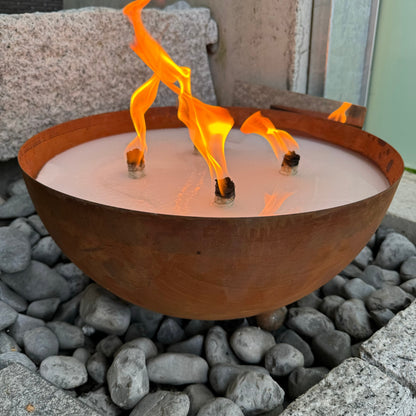 Schwabenfire XXL Outdoorkerze mit Dauerdocht in Edelrost Metallschale kerzendeko