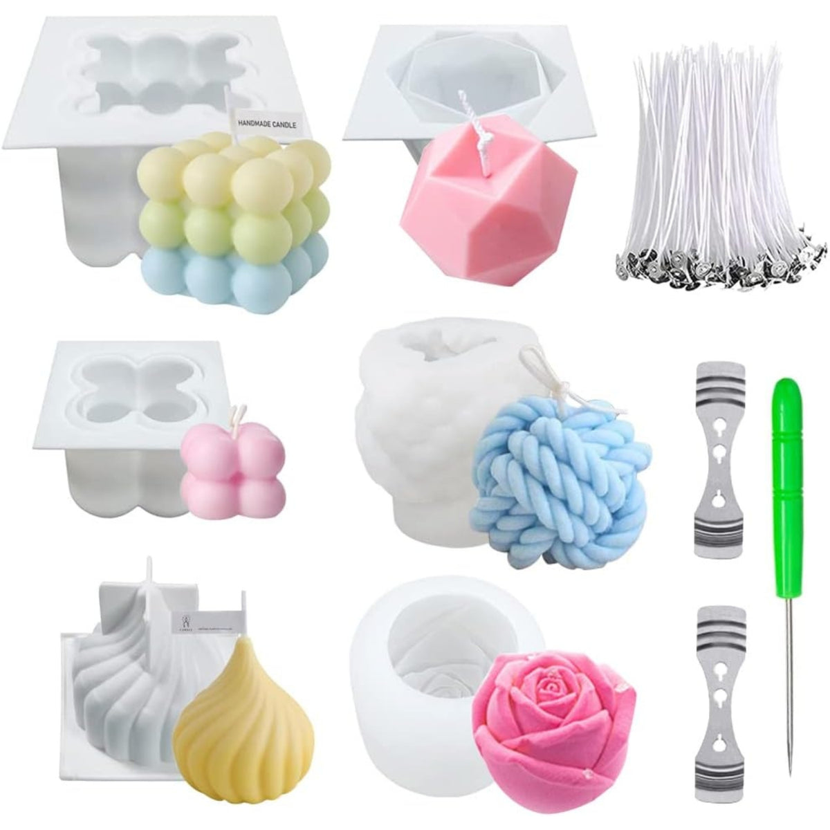 6Pcs Kerzenformen Zum Gießen Kerzen Formen Silikon DIY Kit