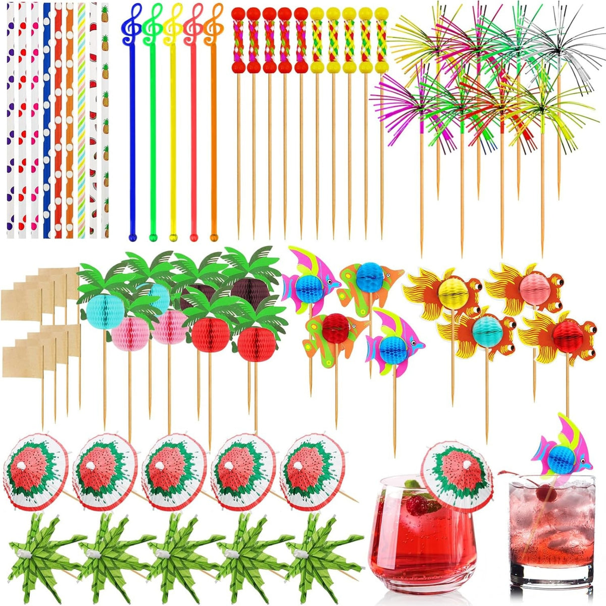 Cocktail Zubehör 179 Stück Cocktail Deko Set Schirmchen