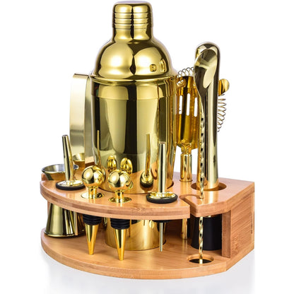 12tlg Barkeeper Kit 750ML Edelstahl Cocktail Shaker Set Gold Geschenk