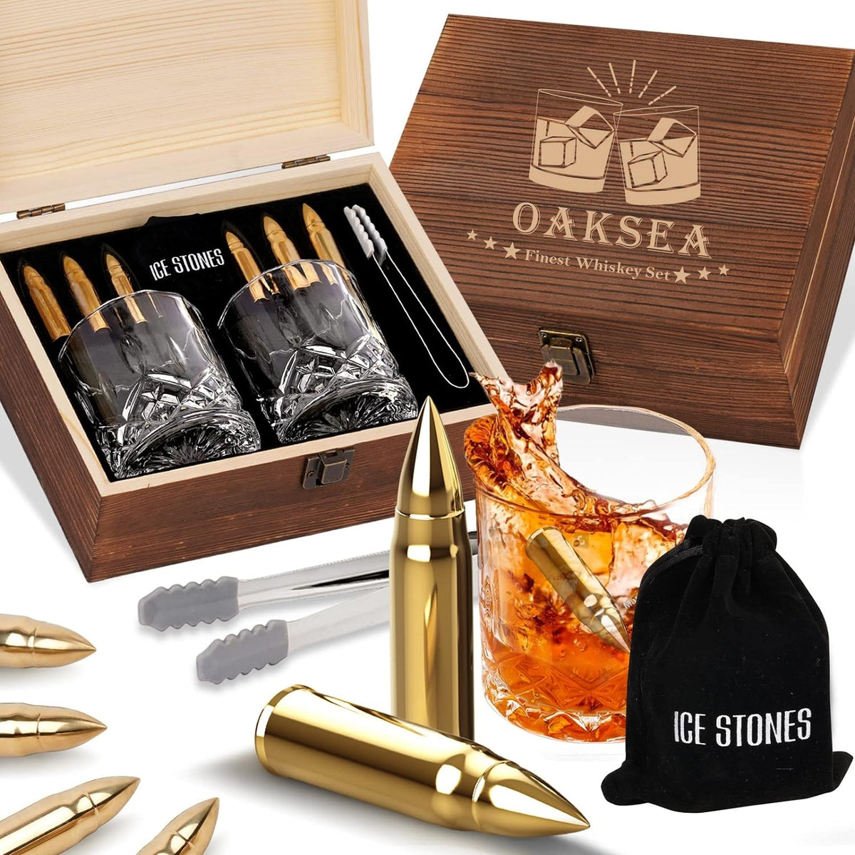 Whisky Geschenke für Männer Set mit Gläser Steine Valentinstag Geschenke für Ihn