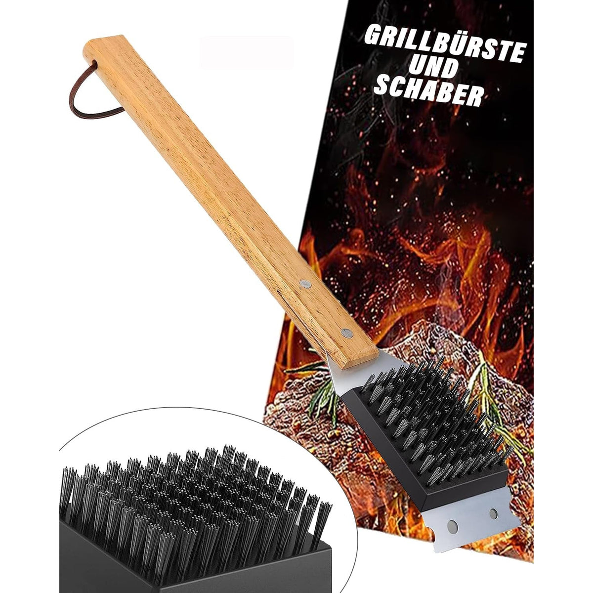 Grill Reinigungsbürste und Schaber 3IN1 BBQ Bürste 38CM