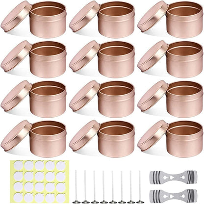 DIY Kerzenherstellung Set 12 Kerzendosen 120ml Schraubdeckel Metalldosen Rose