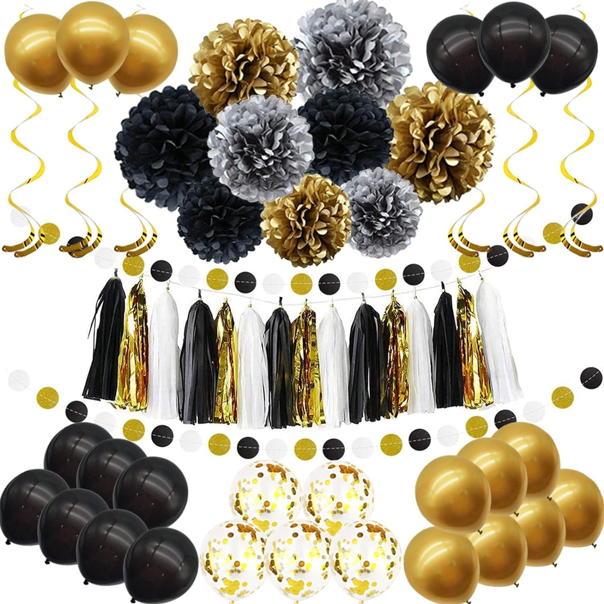 Ballons Gold Schwarz Party Dekoration Set 57 Stück DIY