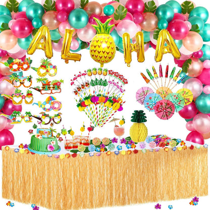 Hawaii Deko Party Aloha Deko 170 Stück Tischröcke Ballons