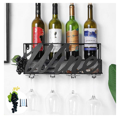 Weinflaschenhalter Wand 42cm Metall Weinregal Küchenzubehör
