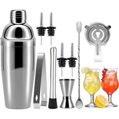 10-Teiliges Cocktailshaker Edelstahl Set Profi Bar Mixer Zubehör Kit 750ML