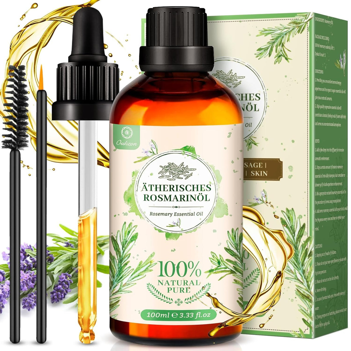 100% Reines Rosmarinöl Haare Haaröl 100ml - Wachstum, Aromatherapie Öl