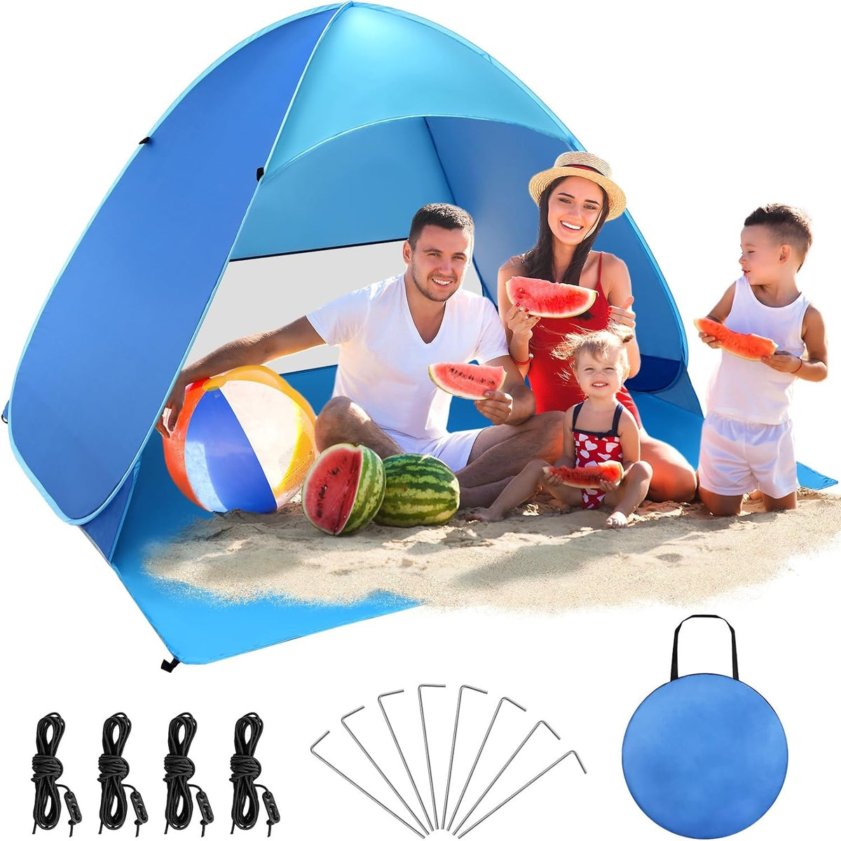 Strandmuschel Pop Up Strandzelt UV Schutz UPF 50+ Blau