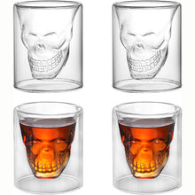 4x Schädel Shotgläser Totenkopf Design Tequila Whiskey Glas Party Bar Deko 20ml