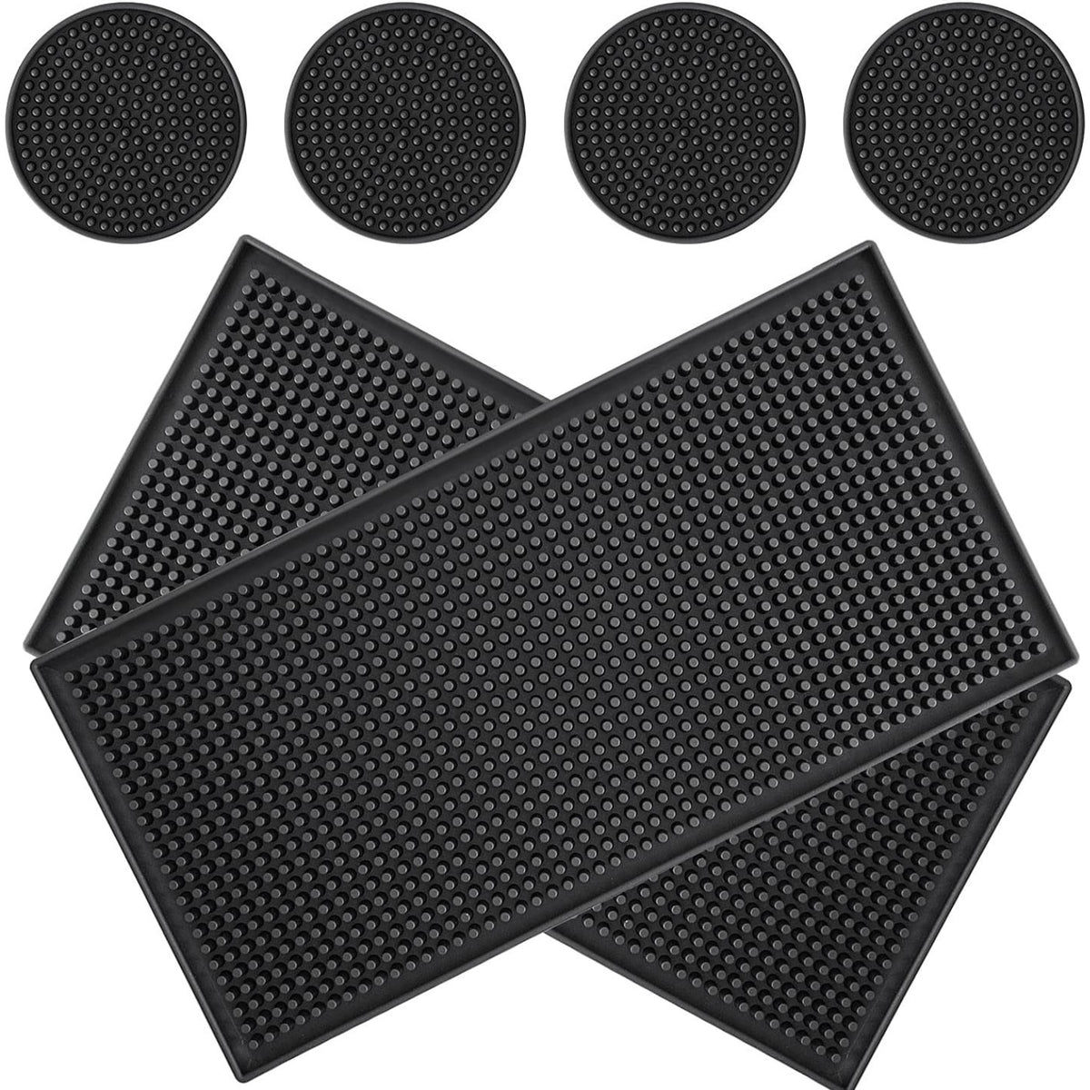 2er Barmatte Set Silikon 30x15cm Schwarz Anti Rutsch