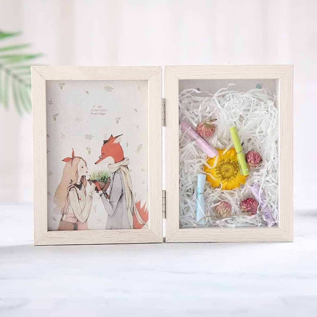 Shadowbox Bilderrahmen 18x28CM Holz mit Getrockneten Blumen Weiß