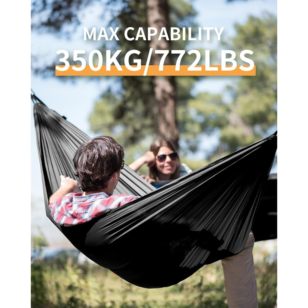 Hängematte Outdoor mit Moskitonetz 350kg 2 Personen Schwarz