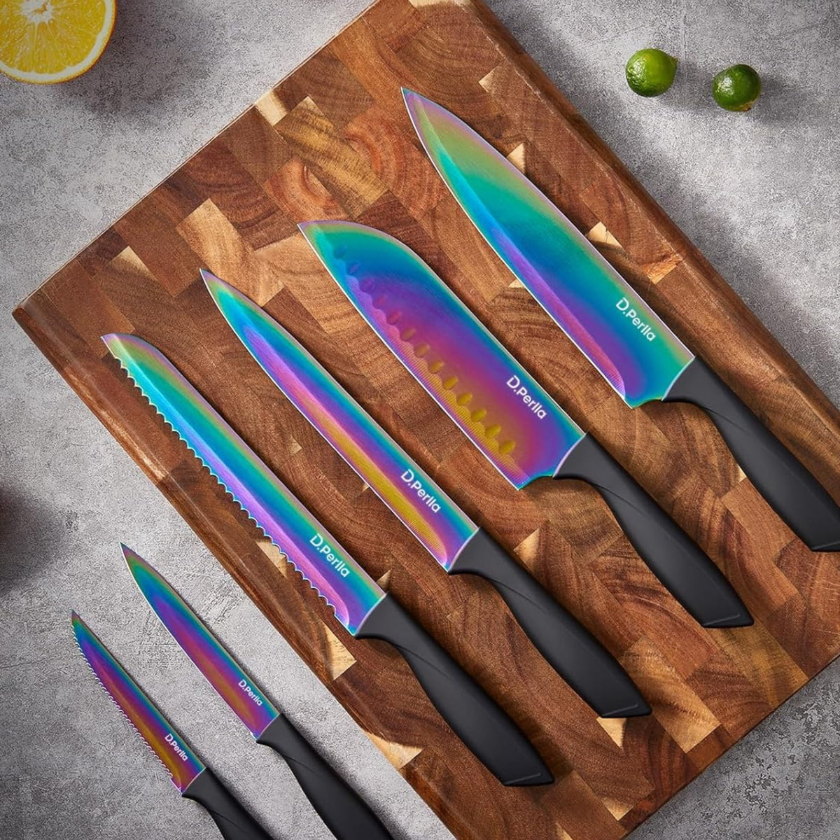 Messerblock 16 TLG Messer Set Regenbogen Titanbeschichtung