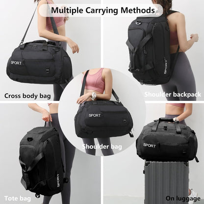 40L Wasserdicht Sporttasche Schuhfach Nassfach Rucksack Schwarz