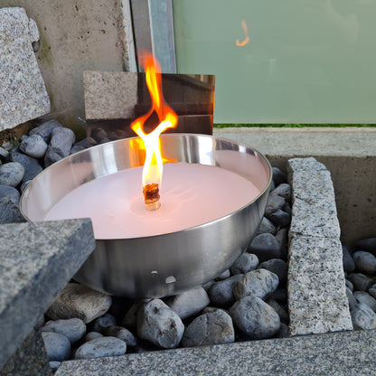 Schwabenfire Große Outdoorkerze mit Dauerdocht in Metallschale garten kerzendeko
