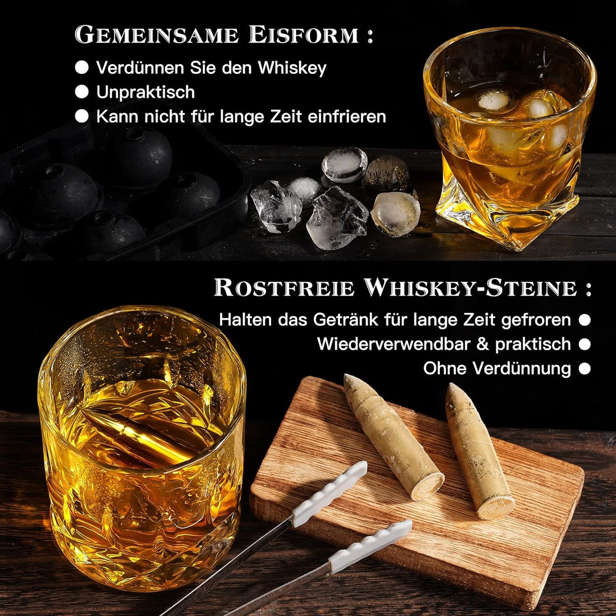NEU Hochwertiges Whisky Set mit Whiskeygläser und Whiskeysteine Geschenke für Männer