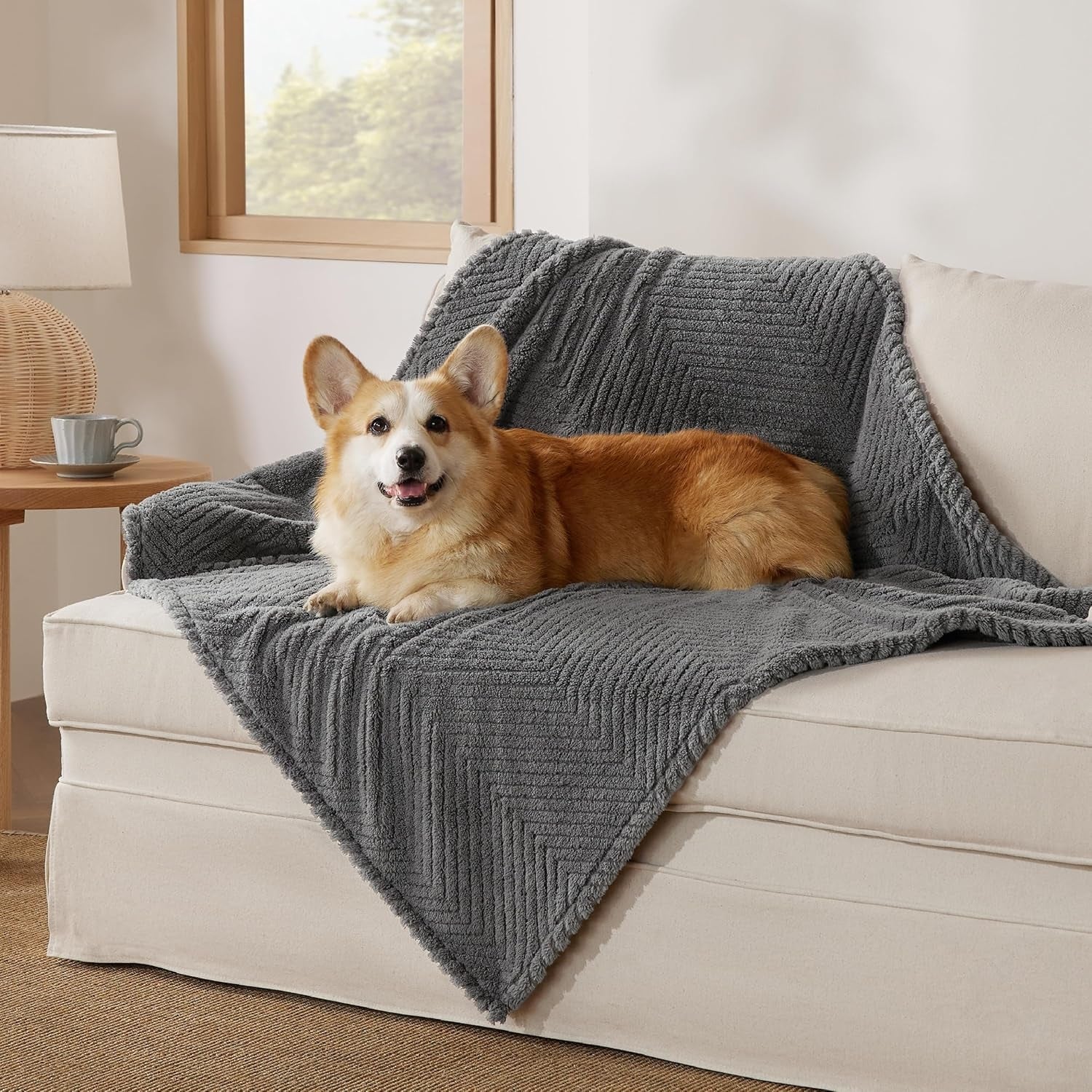Waschbare Hundedecke Grosse Hunde 120x100 cm Sofa dunkelgrau