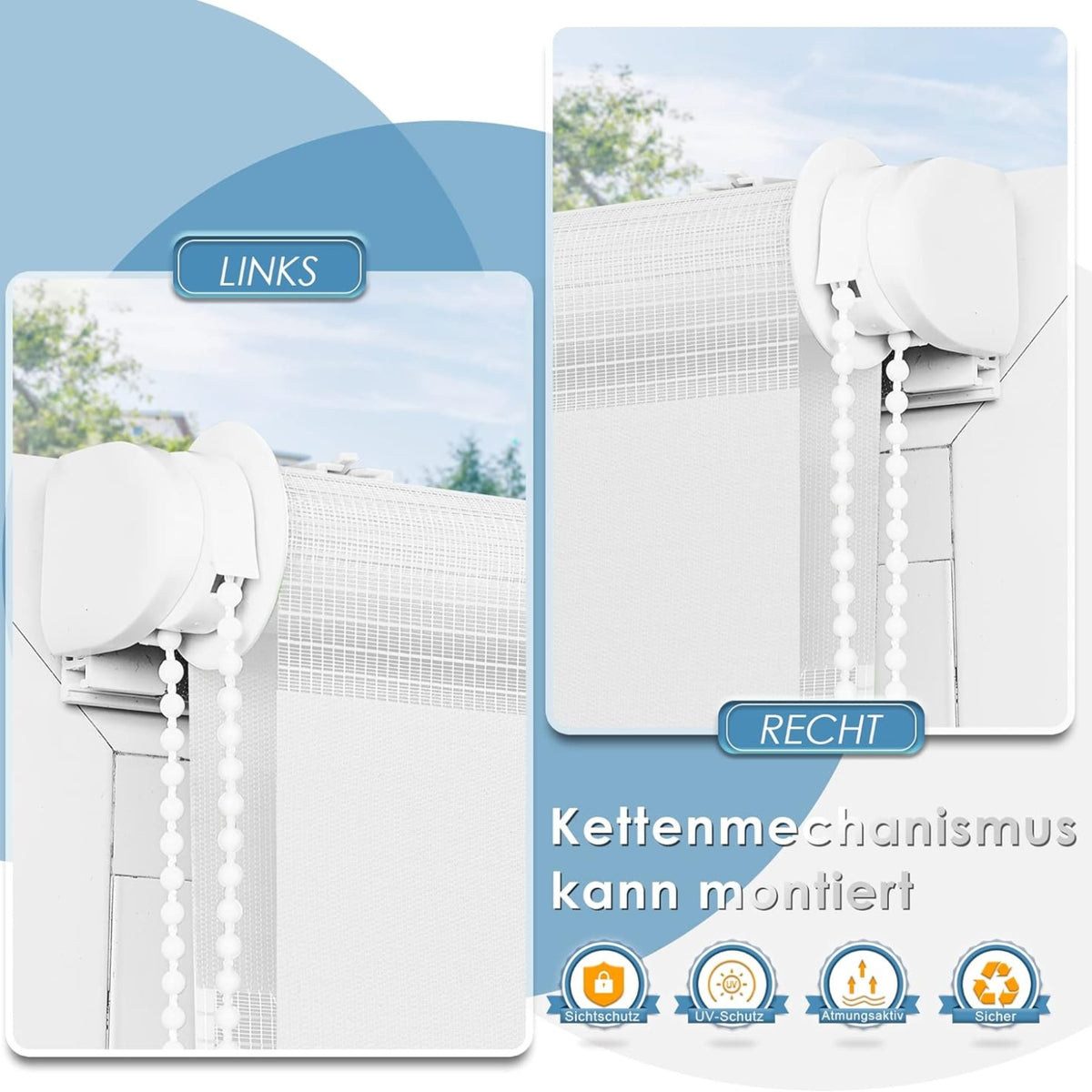 Doppelrollo Klemmfix ohne Bohren ür Fenster weiß 45x150cm
