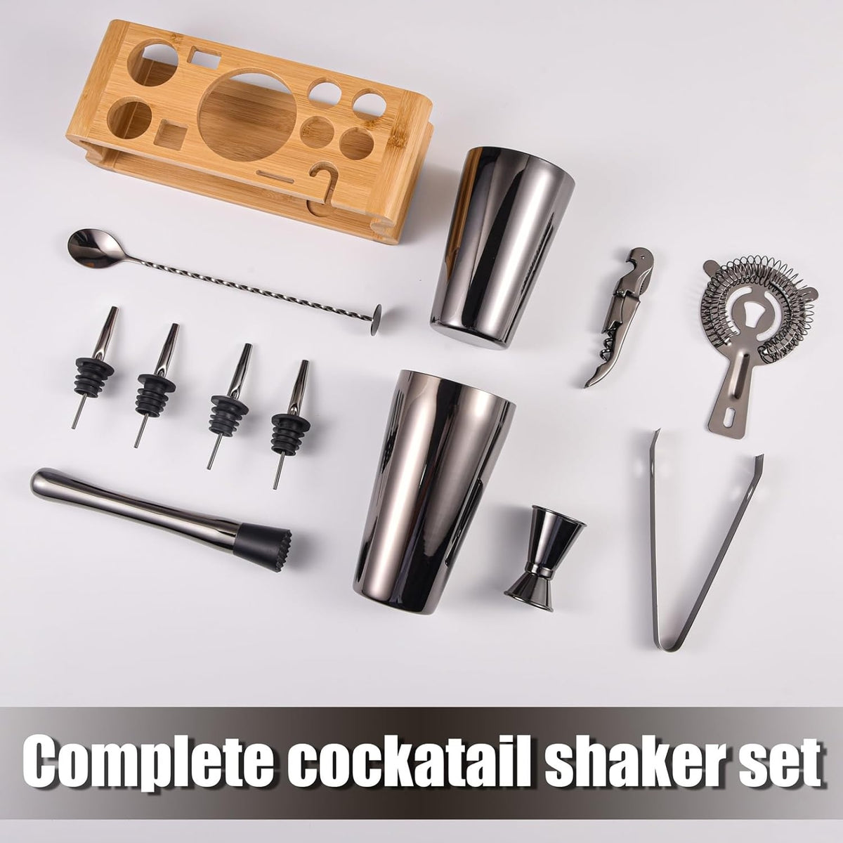 Cocktail Shaker Set Grau 550ML/750ML 12-Teilig Edelstahl Barkeeper Kit