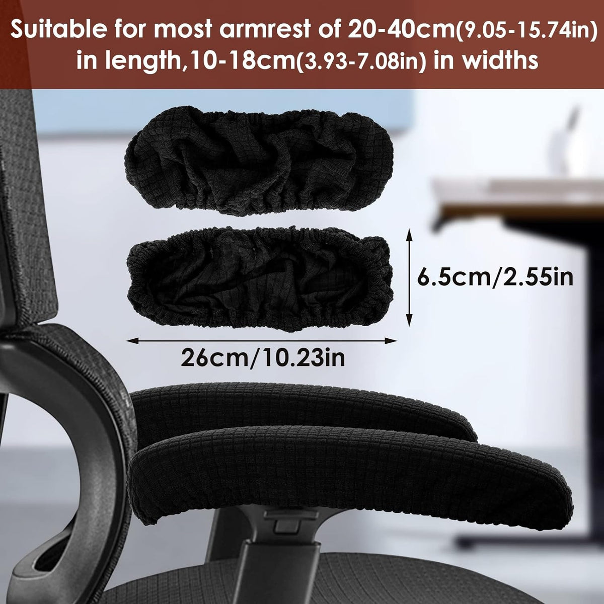 2 Stück Bürostuhl Armlehnen Abdeckungen Polyester Entlastet Ellenbogen Schwarz