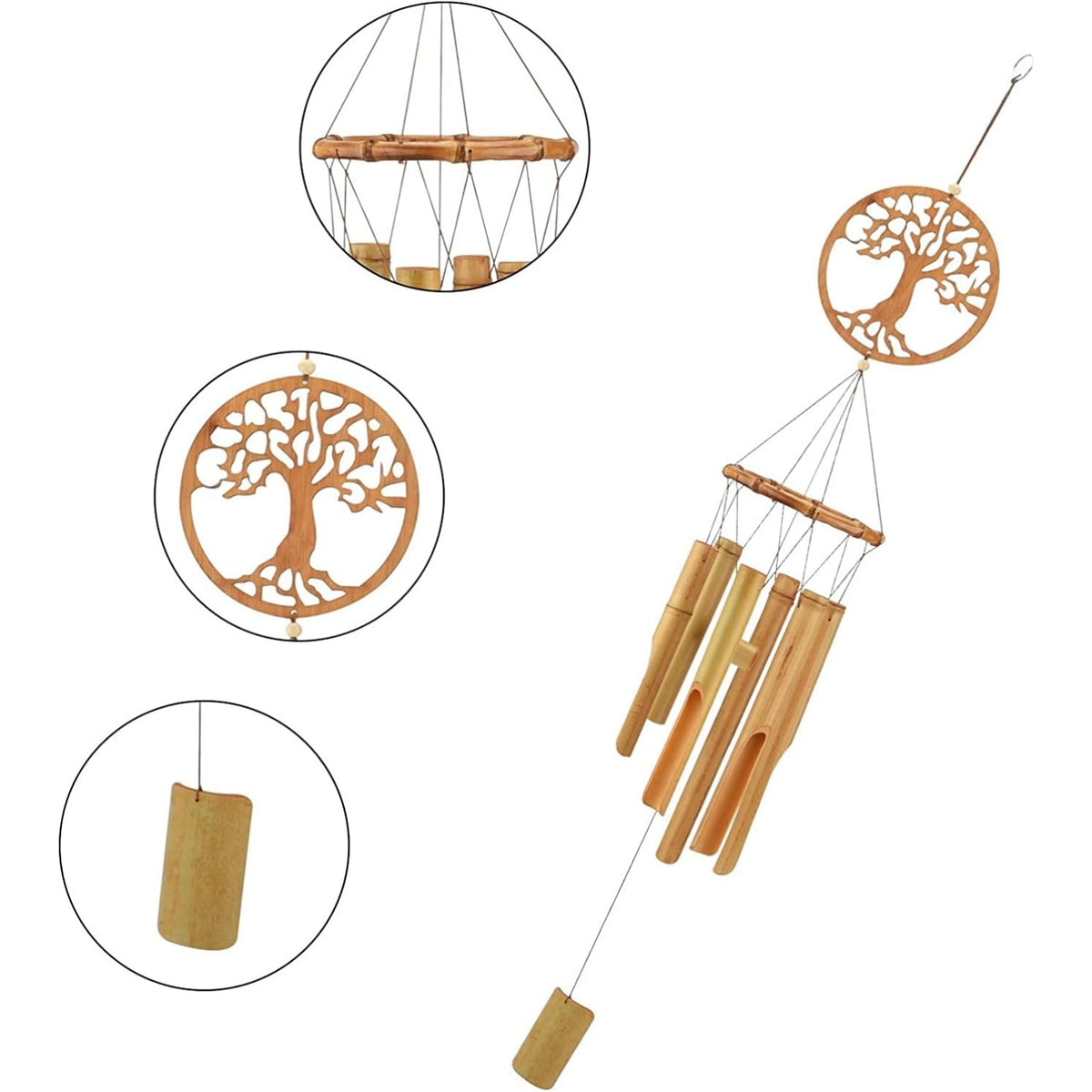 Windspiel Holz Baum des Lebens Hängend Weicher Klang Haus Garten Dekoration