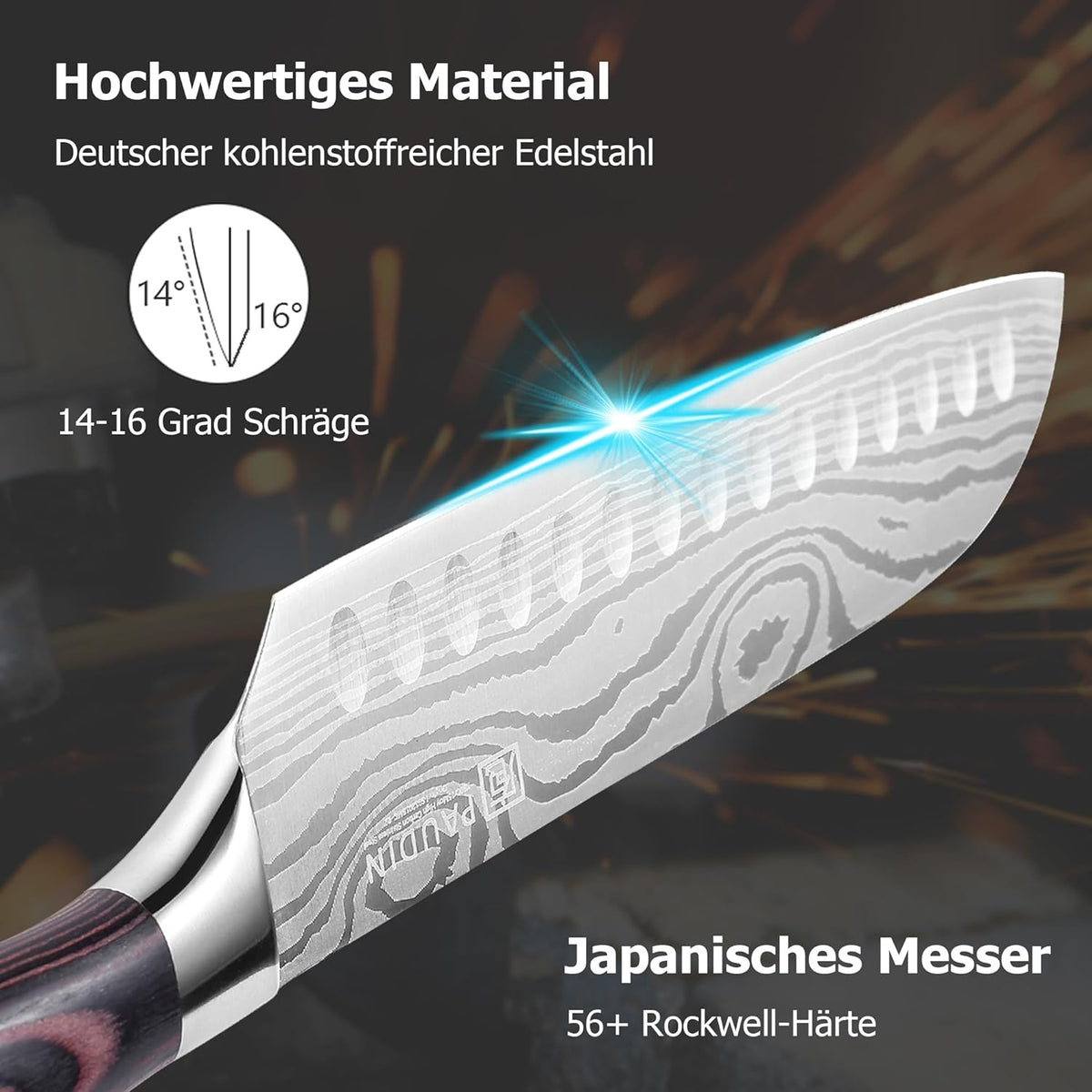 Santokumesser 17 cm Kochmesser aus deutschem Messerstahl