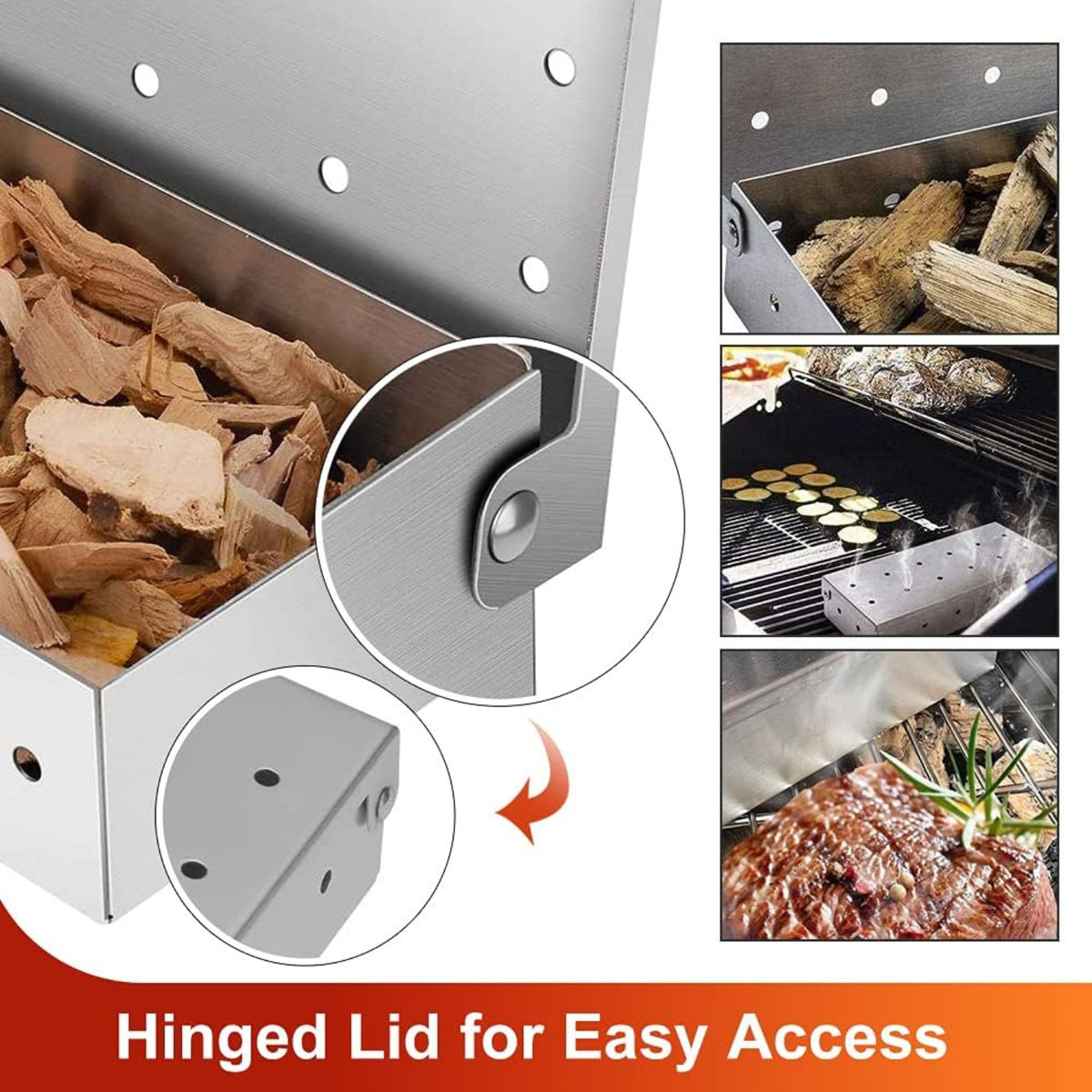 Edelstahl Smokerbox für Gasgrill Räucherbox Grill Zubehör
