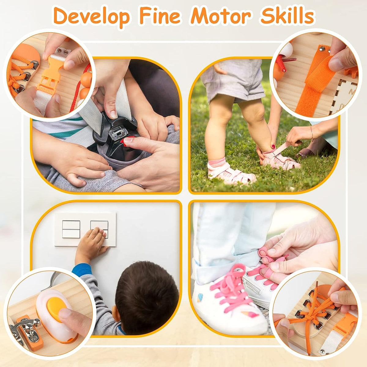 Motorikbrett Montessori Spielzeug Activity Board ab 1 Jahr Sensorik Spielzeug