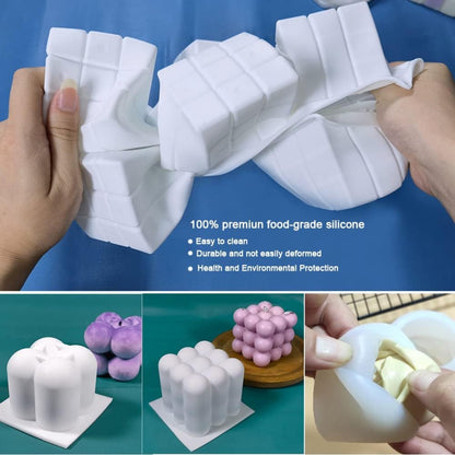Kerzenformen Zum Gießen 6Pcs Kerzen Formen Silikon DIY Set mit 3D Bubble GarnBall Rose Kerzenformen und Kerzendocht Set Ideal für Heimdekoration