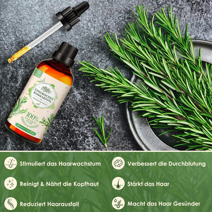 Rosmarinöl Haare 100ml Haaröl für Wachstum gegen Haarausfall Ätherischesöl Vegan
