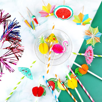 Cocktail Deko Cocktailschirmchen 80 Stück Ailvor Zubehör Deko Rührer Picks Strohhalme Cocktailparty Dekorationsgetränke für Getränke Kuchen