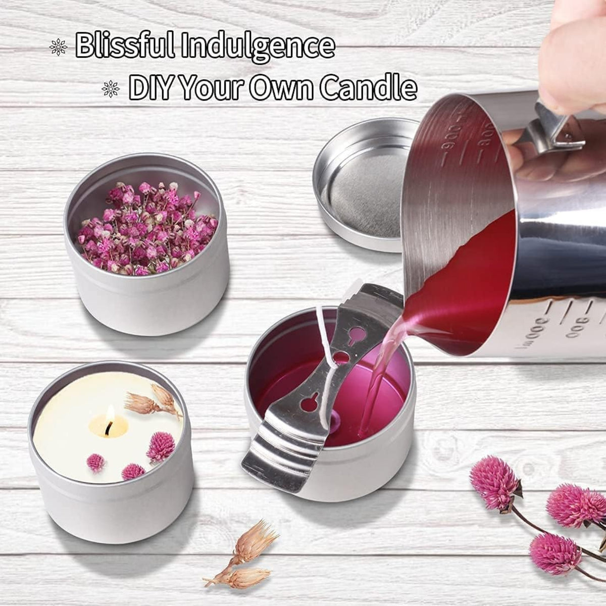 Kerzen Selber Machen Set 12 Stk 120ml Kerzendosen Metall Schraubdeckel DIY Rose