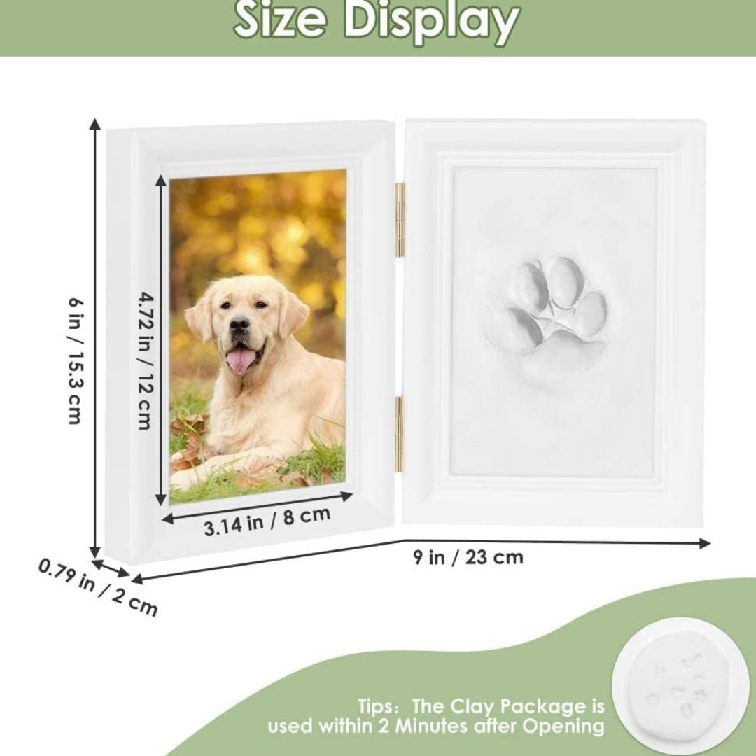 Pfotenabdruck Set Hund Katze 3D Gipsabdruck Holz Bilderrahmen Wanddekoration