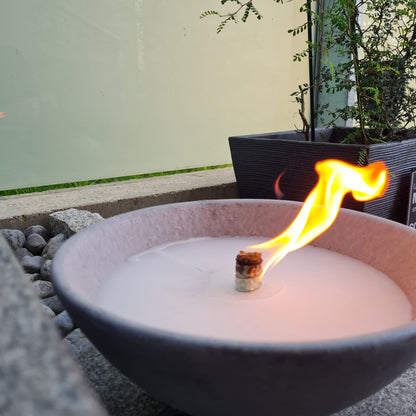 Schwabenfire Outdoorkerze aus Terrakotta mit Dauerdocht Grau 100% Handgemacht Made in Germany Wiederverwendbare Kerzendeko