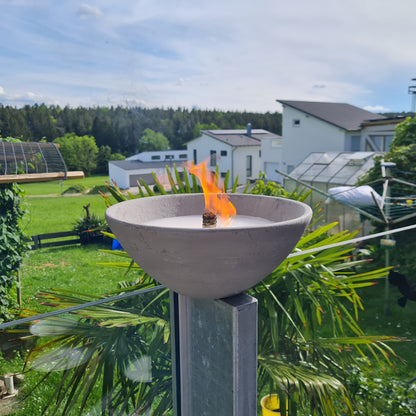 Schwabenfire Outdoorkerze aus Terrakotta mit Dauerdocht Grau 100% Handgemacht Made in Germany Wiederverwendbare Kerzendeko