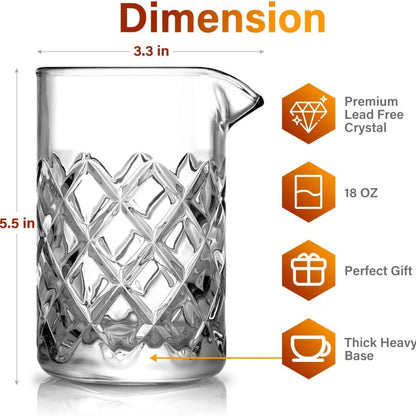 Premium Cocktail Zubehör 18oz Kristall Rührglas Gewichtete Basis Bar-Werkzeug