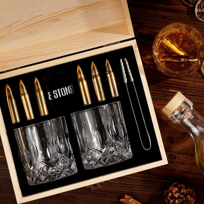 Whiskey Set Geschenke für Männer mit Gravur mit Whiskeygläser und Whiskysteine