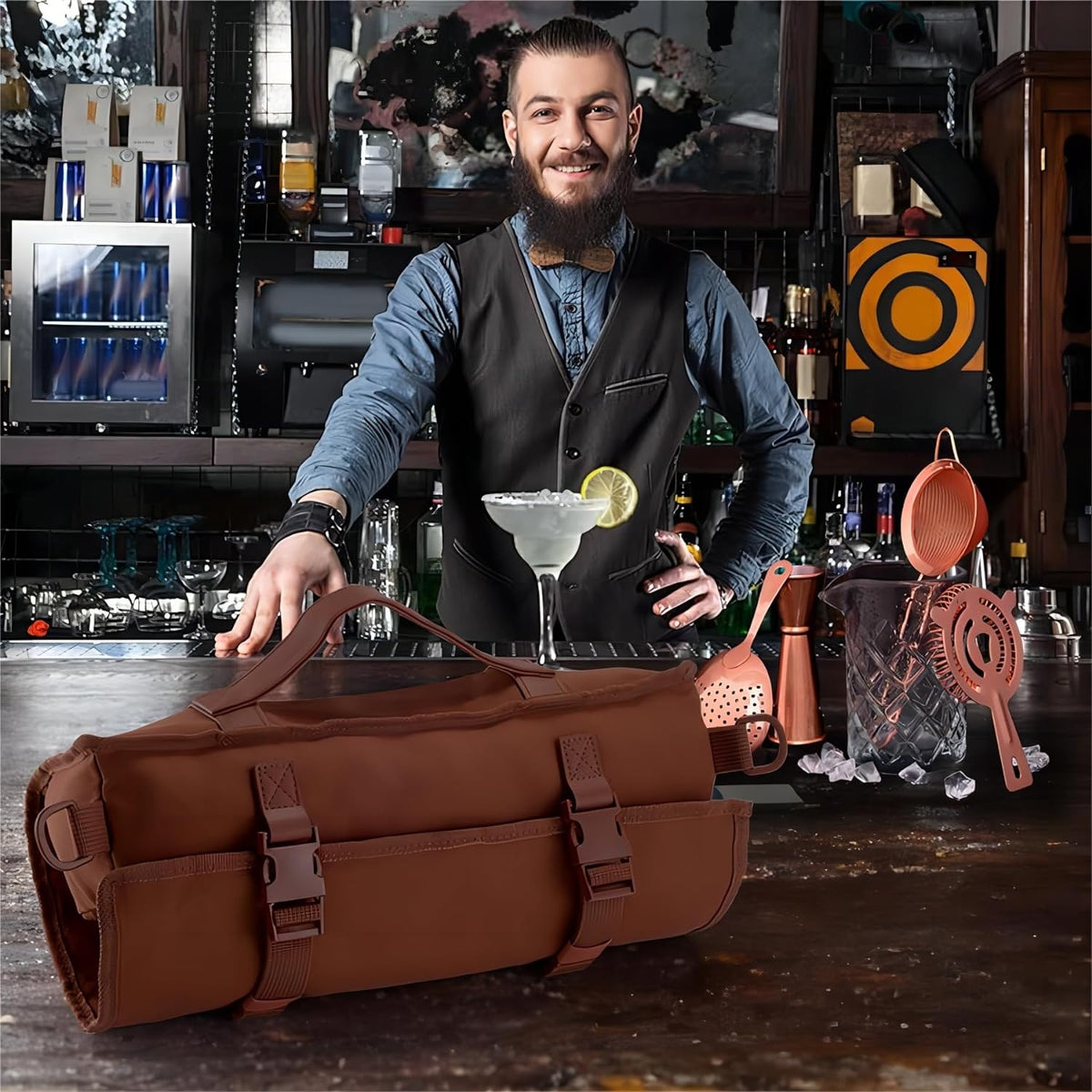 Hochwertiges Cocktail Shaker Set Kupfer 17-Teilig mit Barkeeper Tasche Geschenk