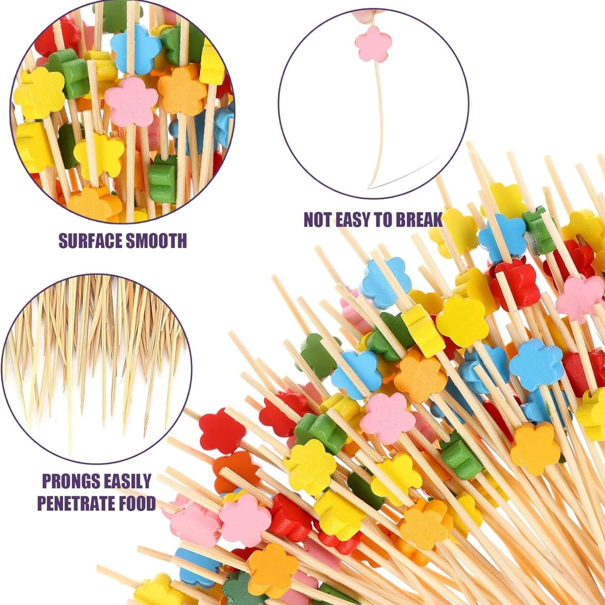 Cocktail Party Zubehör 300 Stück Cocktail Picks Holz Zahnstocher Bunt Set