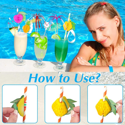Cocktail Deko 80tlg Cocktailschirmchen Strohhalme Rührer Hochzeitsfeier