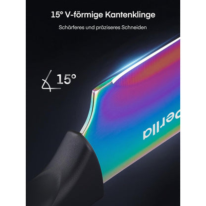 16 TLG Messerblock Regenbogen Titanbeschichtung Messer Set Edelstahl Acryl