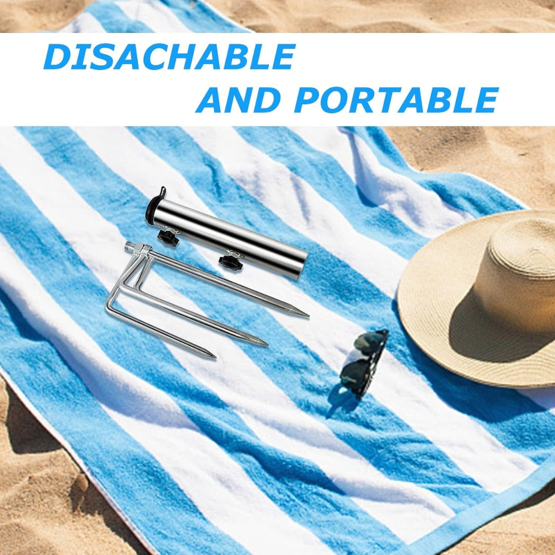 Robuster Sonnenschirmständer Metall mit 4 Heringen für Strand Sand Einstellbar