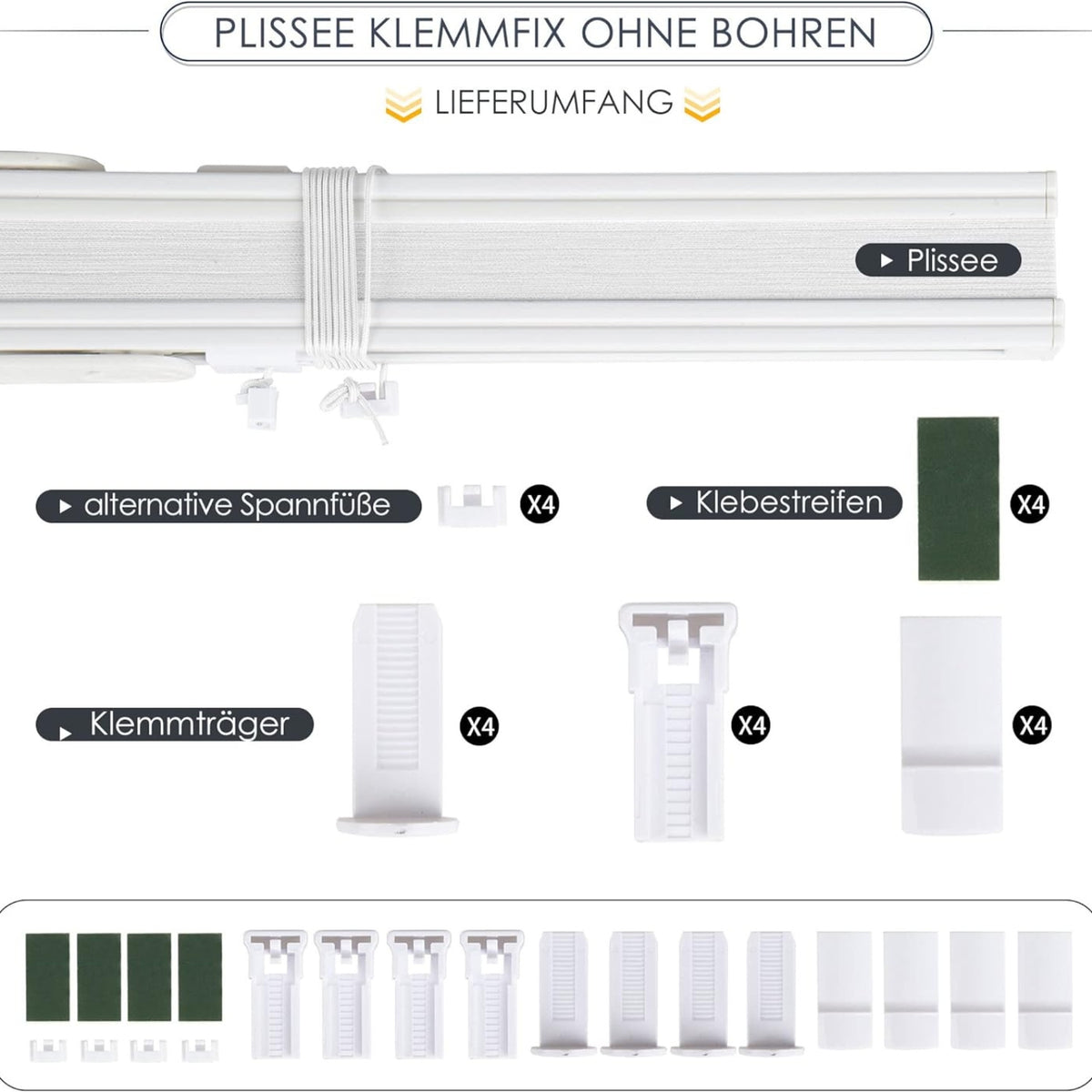 rollos für ohne bohren jalousien Plissee Klemmfix 35x100cm