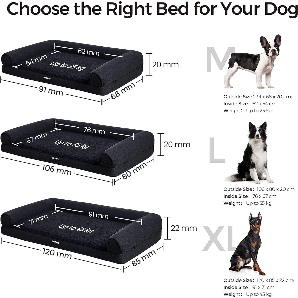 Orthopädisches Hundebett kleine Hunde Hundezubehör waschbar grau 91cm