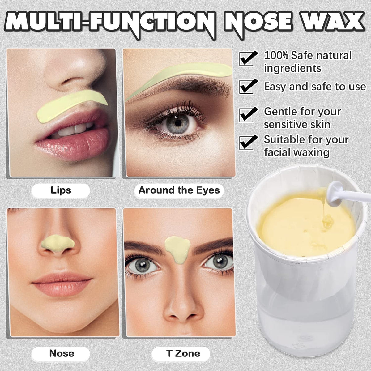 Nose Wax Kit Nasenhaar Wachs Haarentfernung Set 100g 20 Applikatoren