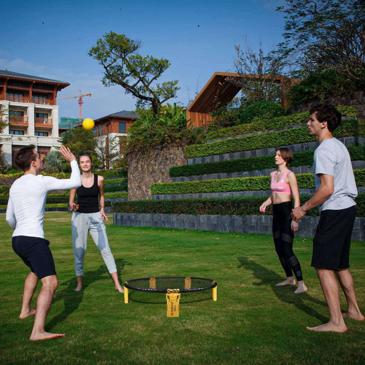 Trampolin Ballspiel Outdoorspiele Set Spielnetz 2 Bälle