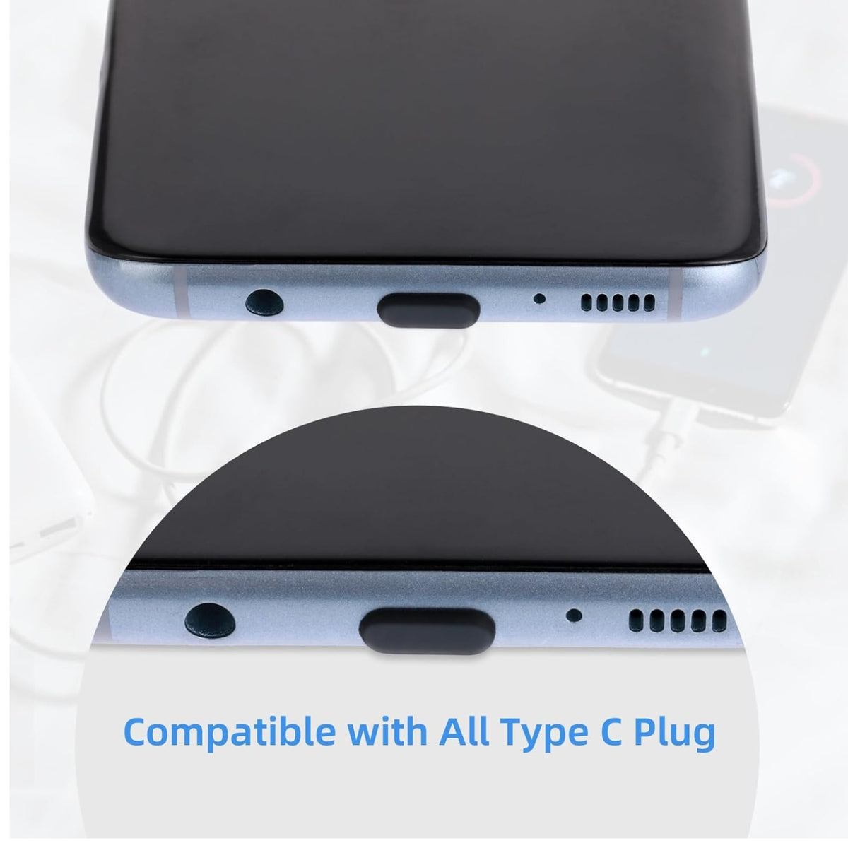 USB C Staubschutz Schwarz Set 25 Stück für Typ-C Handy und Tablet Port Schutz