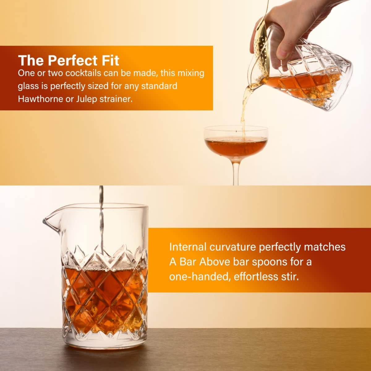 Premium Cocktail Zubehör Kristall-Mischer-Glas 18 Unzen Dicke Gewichtete Unterseite Bar-Barkeeper-Werkzeuge Barkeeper Glas mit Geschenkbox